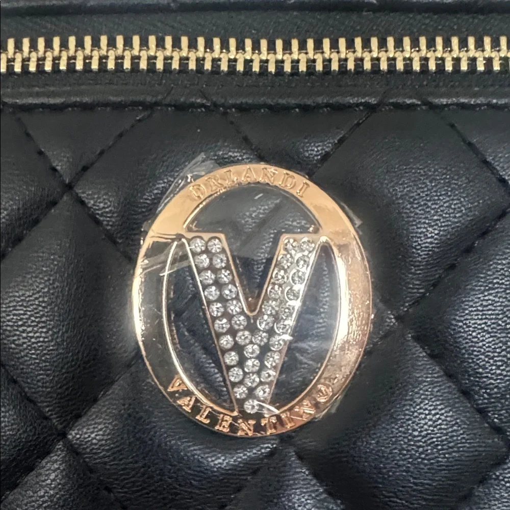 VALENTINO ORLANDI Black Quilted Vegan Cosmetic Case Crossbody Purse NWT $330 - Picture 3 of 11